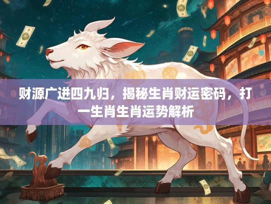 财源广进四九归,揭秘生肖财运密码,打一生肖生肖运势解析 财源广进四九归,揭秘生肖财运密码,打一生肖生肖运势解析